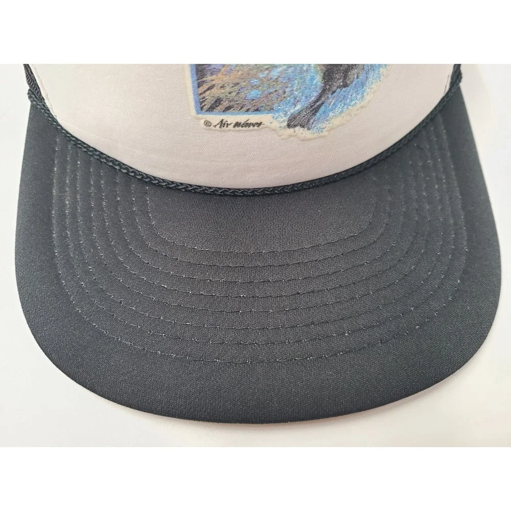 Vintage Bass‎ Fishing Mesh Trucker Snapback Hat Cap Outdoors Nature White Black